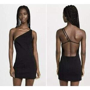 NEW Gauge81 Colorado Black Mini Dress One Shoulder Exposed Back Strappy L Large